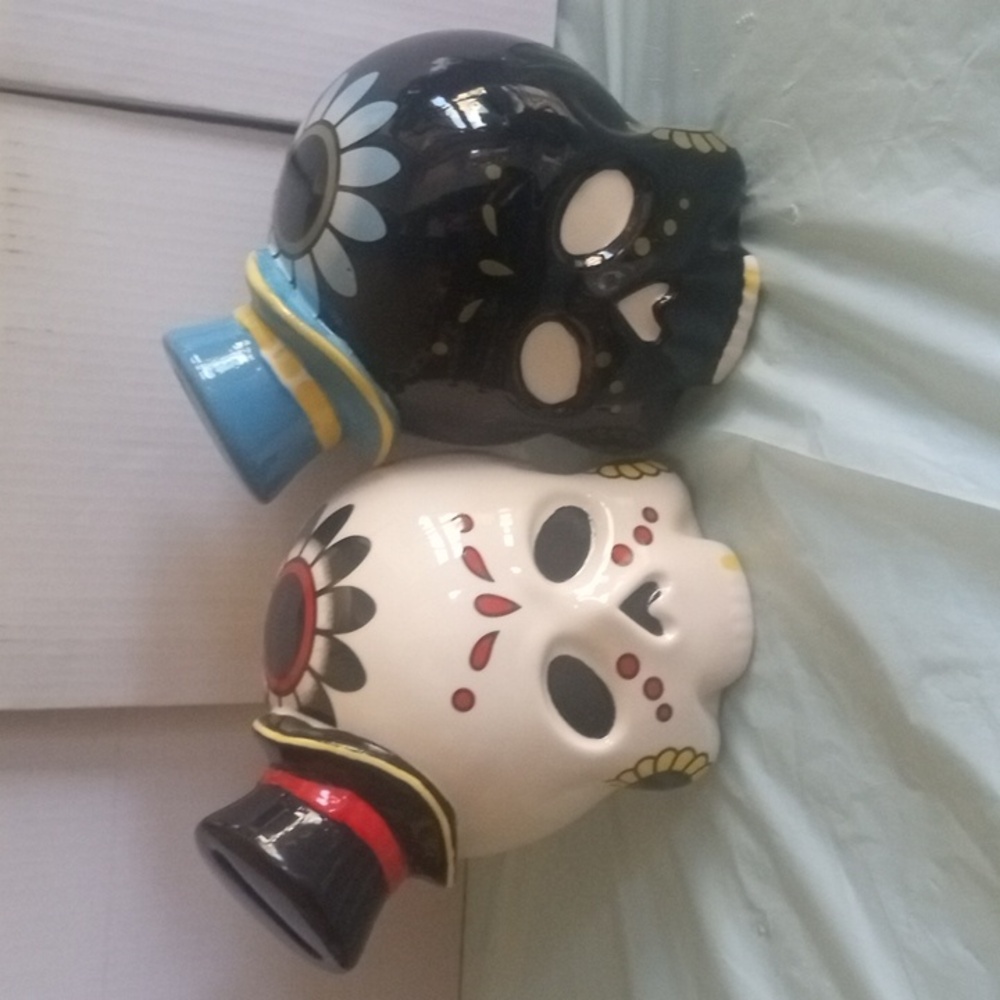 sourpuss Ceramic  Skull w Top Hat Bank  Day of the Dead   New *Choice*